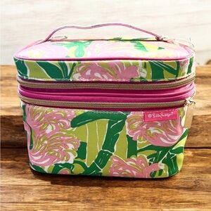 Lilly Pulitzer NEW travel train case in the "Fan Dance" flamingo print pattern